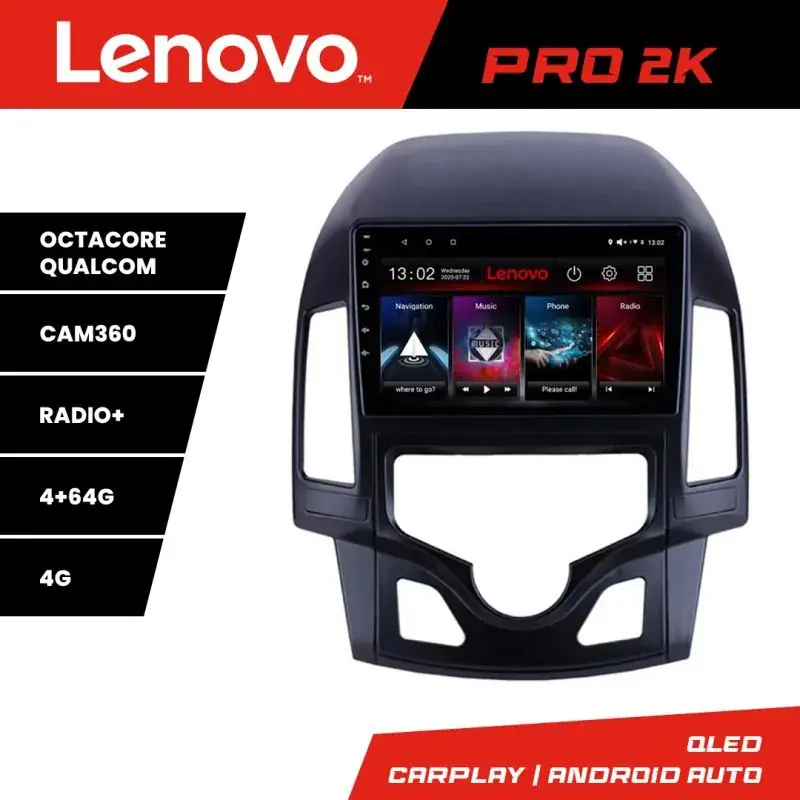 Bestseller Navigatie Hyundai I30 2009-2012 clima automata Lenovo Kit-I30AUTOMATIC 8 core QLED 2K 4+64 360 Android Waze USB Navigatie Internet Youtube Rad