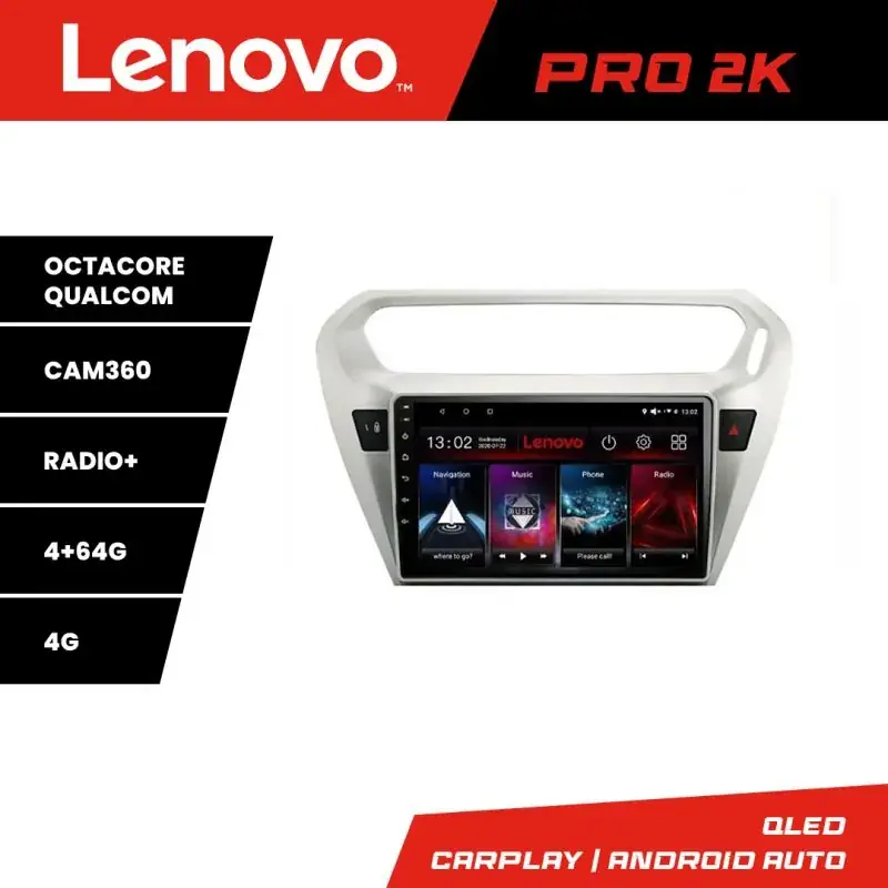 Ultima șansă Navigatie Peugeot 301 Citroen C-Elisee Lenovo Kit-301 8 core QLED 2K 4+64 360 Android Waze USB Navigatie Internet Youtube Radio v1