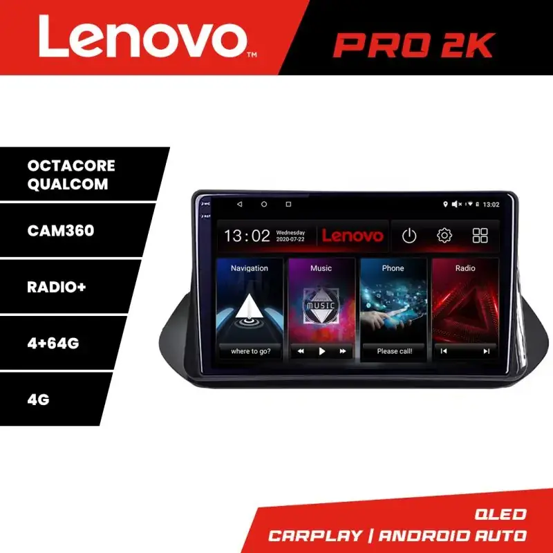 Cumpărături sigure Navigatie Nissan X-trail 2021- Lenovo Qled 2K Octa Core 4+64 360 DSP carplay android auto radio gps internet kit-x-trail-2021+PRO-2K-10-4+64