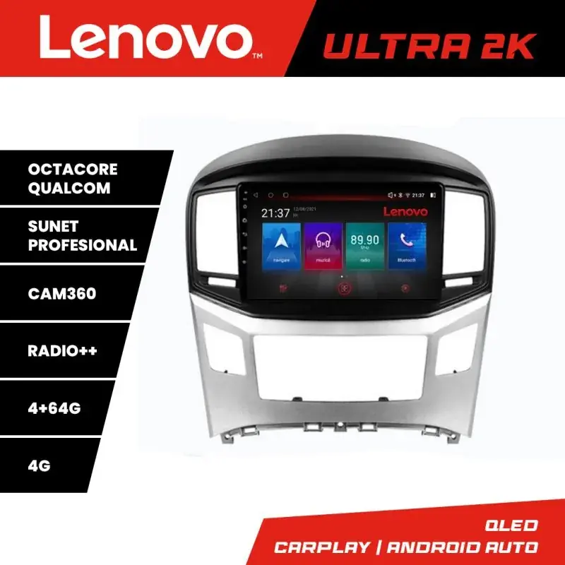 Ultima șansă Navigatie Hyundai H1 Starex 2016- Lenovo Kit-H1 8 core QLED Qualcomm 4+64 360 Android Waze USB Navigatie Internet Youtube Radio