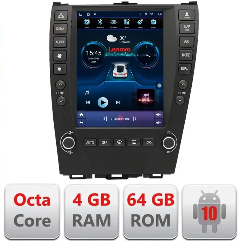 Retur gratuit Navigatie Lexus ES 2009-2012 Lenovo Tesla Qled 9.7" Octacore 4Gb RAM 64Gb Hdd 4G DSP Carplay Android Auto 360 camere Bluetooth