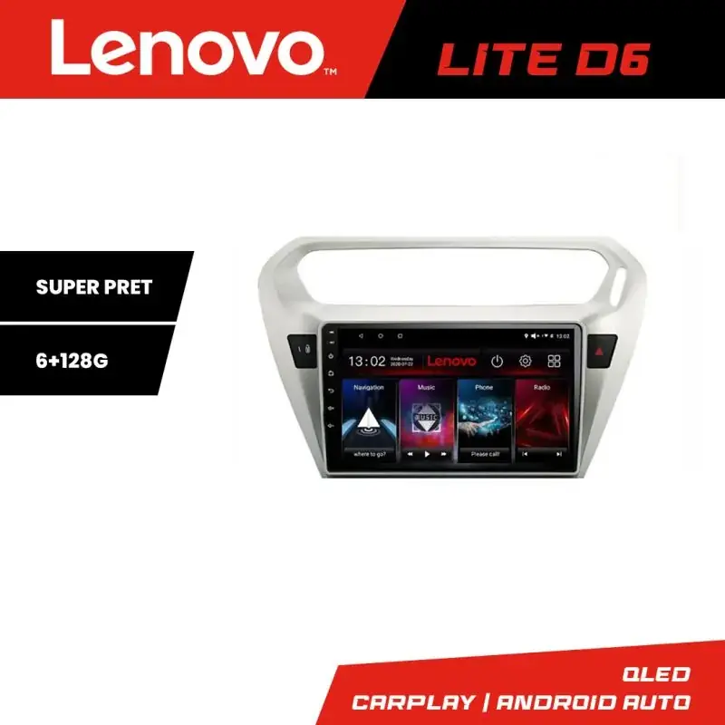 Retur ușor Navigatie Peugeot 301 Citroen C-Elisee Lenovo Kit-301 8 core 6+128 GB Android Waze USB Navigatie Internet Youtube Radio