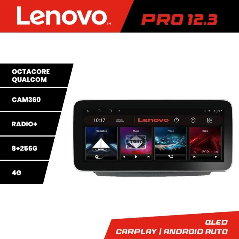 Preț redus Navigatie Fiat Ducato 2021- Lenovo Qled 12.3 inch Octa Core 8+256 360 DSP ADAS carplay android auto radio internet KIT-ducato2024+PRO-12.3-8+256