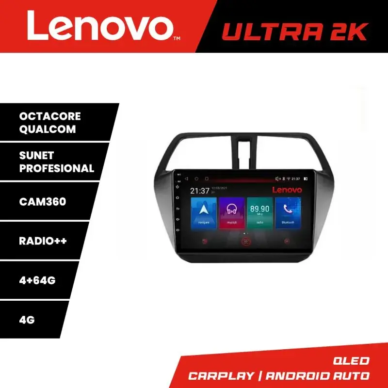 Super ofertă Navigatie Suzuki S-Cross Quad Core Lenovo Kit-337 8 core QLED Qualcomm 4+64 360 Android Waze USB Navigatie Internet Youtube Radio