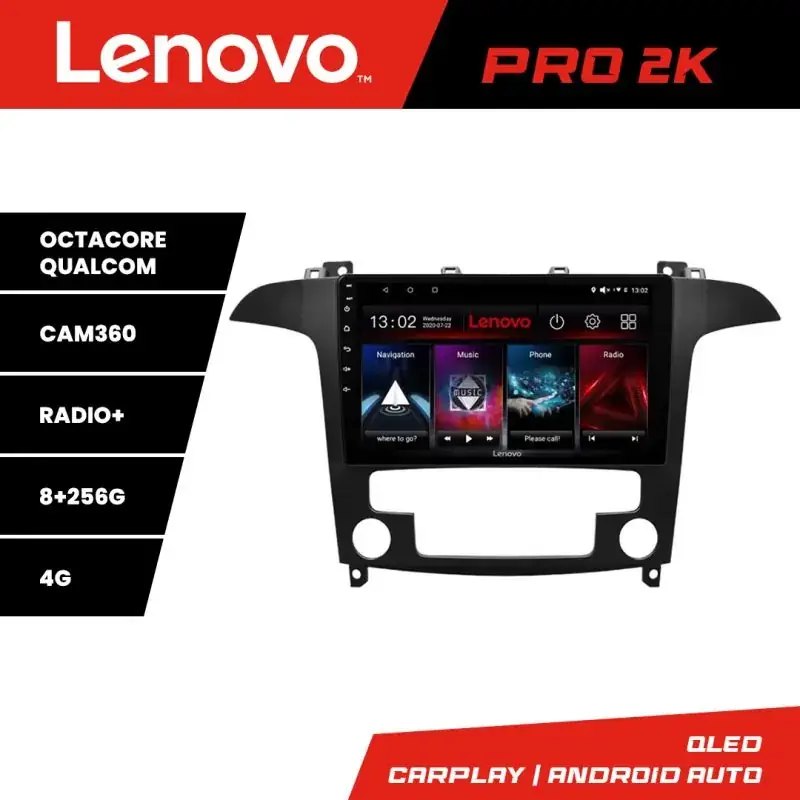 Calitate înaltă Navigatie Ford S-Max 2008-2012 Lenovo Kit-003 8 core QLED 2K 8+256 360 Android Waze USB Navigatie Internet Youtube Radio