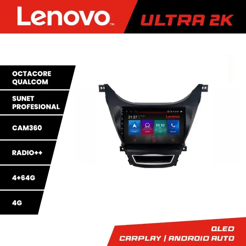 Bestseller Navigatie Hyundai Elantra 2011-2013 Lenovo Kit-092 8 core QLED Qualcomm 4+64 360 Android Waze USB Navigatie Internet Youtube Radio