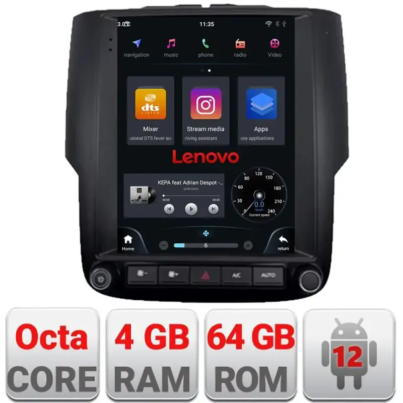 Reducere extra Navigatie Dodge Ram 2013-2018 Lenovo Tesla Qled 9.7" Octacore Qualcomm 8 Gb RAM 128Gb Hdd 4G DSP profesional Carplay Android Auto 360 camere Bluetooth