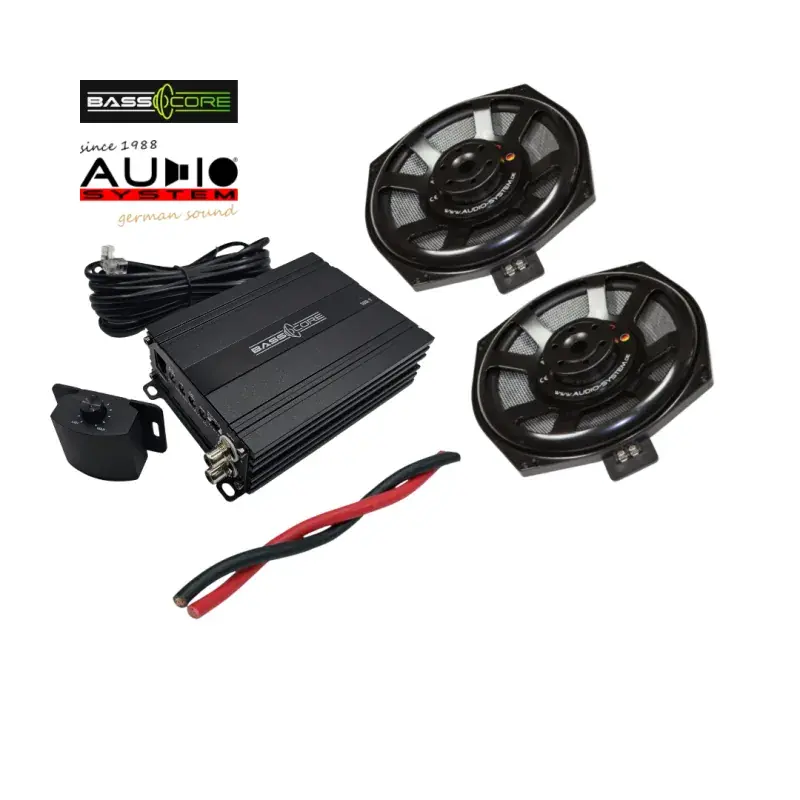 Pachet 2 subwoofere Audio System dedicate pentru BMW E/F/G, cu amplificator 1 canale de la BassCore si cablu de alimentare de 5 metri. Cumpără acum