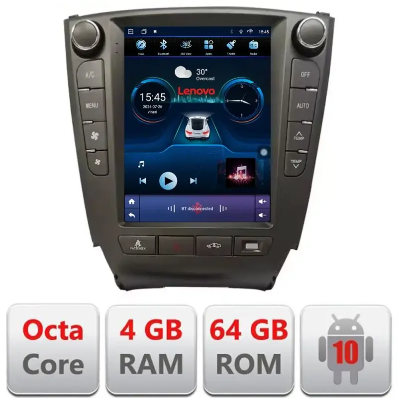 Transport gratuit Navigatie Lexus IS 2005-2012 Lenovo Tesla Qled 9.7" Octacore 4Gb RAM 64Gb Hdd 4G DSP Carplay Android Auto 360 camere Bluetooth