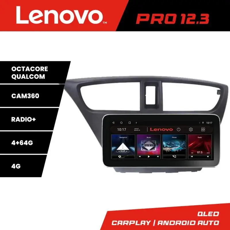 Promoție Navigatie Honda Civic 2012-2016 K-civic Lenovo PRO 4+64 12.3 inch qled android 4G DSP gps internet a