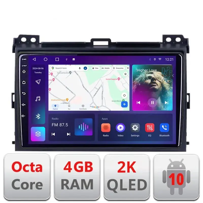 Bestseller Navigatie Toyota Prado 2007- C-456 Android Octa Core Ecran 2K QLED GPS 4G 4+32GB 360 KIT-456+EDT-E409-2K