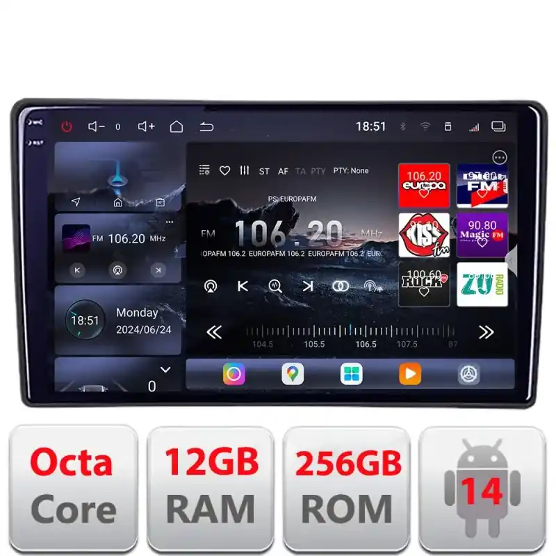 Calitate înaltă Navigatie Toyota Android radio gps internet 8 core QLED 2K 12+256GB 360 Edotec