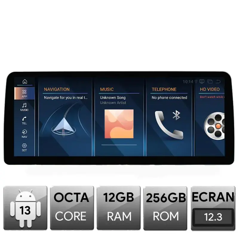 Calitate înaltă Navigatie BMW Seria 5 F10 2010-2011 cu ecran CIC, Android, Octa Core, 12+256, 12.3", Qled 2K 2400x900, Qualcomm 680