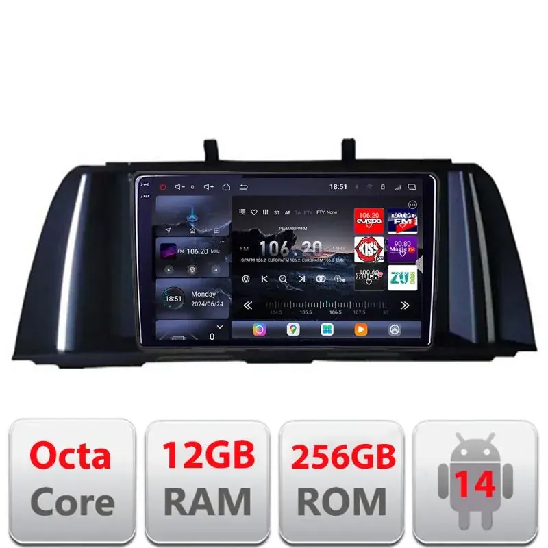 Calitate înaltă Navigatie Seria 5 F10 2010-2012 CIC 8 core QLED 2K 12+256GB 360 Android Waze USB Navigatie Internet Youtube Radio Edotec