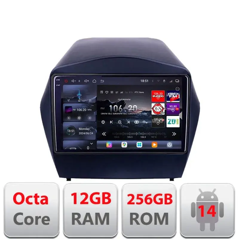 Ultima șansă Navigatie Hyundai IX35 2011+ Edotec Kit-361 8 core QLED 2K 12+256GB 360 Android Waze USB Navigatie Internet Youtube Radio