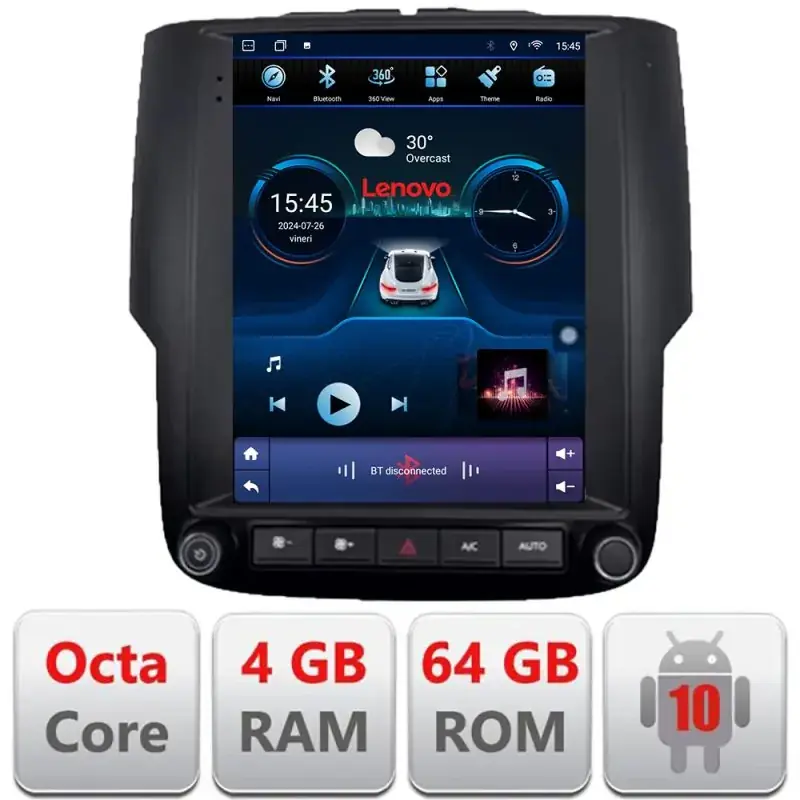 Transport gratuit Navigatie Dodge Ram 2013-2018 Lenovo Tesla Qled 9.7" Octacore 4Gb RAM 64Gb Hdd 4G DSP Carplay Android Auto 360 camere Bluetooth