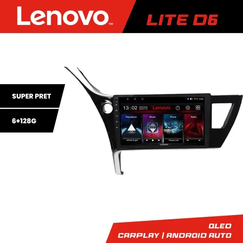 Vezi acum Navigatie Toyota Corolla 2017-Lenovo Kit-COROLLA17 8 core 6+128 GB Android Waze USB Navigatie Internet Youtube Radio