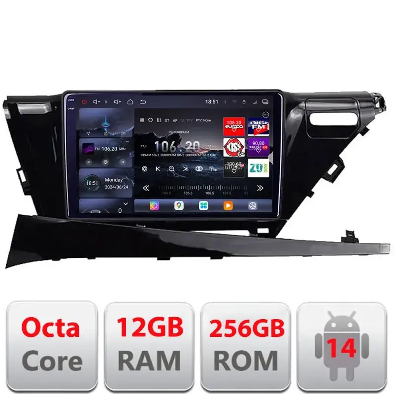 Bestseller Navigatie Toyota Camry 2017-2021 V1 Android radio gps internet 8 core QLED 2K 12+256GB 360 Edotec