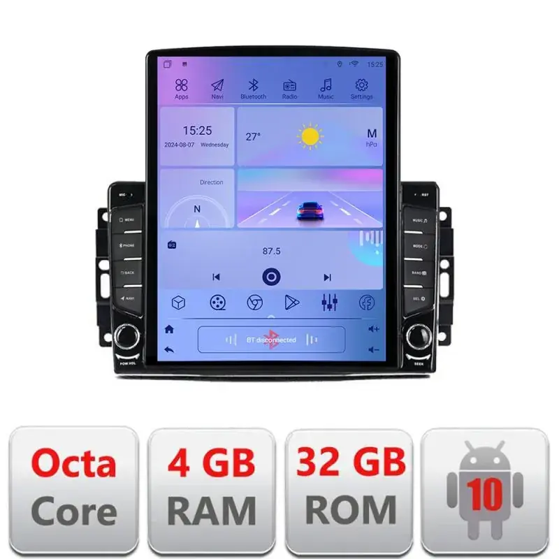 Calitate înaltă Navigatie CHRYSLER Jeep Manual H-202 ecran tip TESLA 9.7" cu Android Radio Bluetooth Internet GPS WIFI 4+32GB DSP 4G O