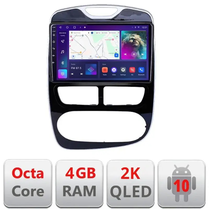 Navigatie Renault Clio 4 V1 Octa Core C-467 Android Octa Core Ecran 2K QLED GPS 4G 4+32GB 360 KIT-467+EDT-E410-2K Retur ușor