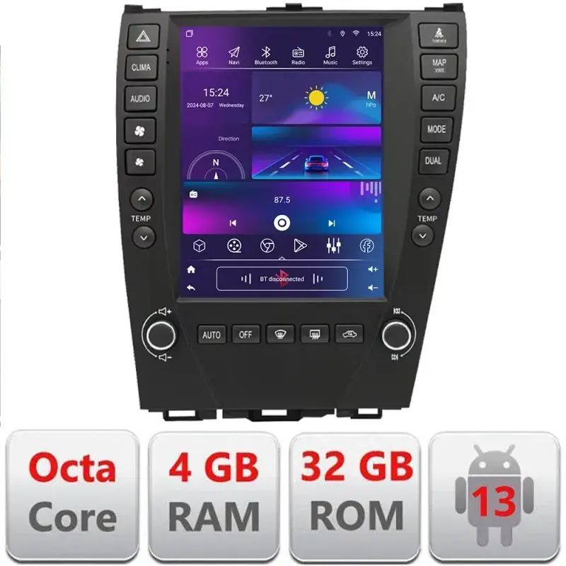 Navigatie Lexus ES 2009-2012 Edonav Tesla Qled 9.7",Octacore,4Gb RAM,32Gb,4G,DSP,Carplay,Android Auto, 360, fibra optica, coaxial,Bluetooth Lichidare de stoc