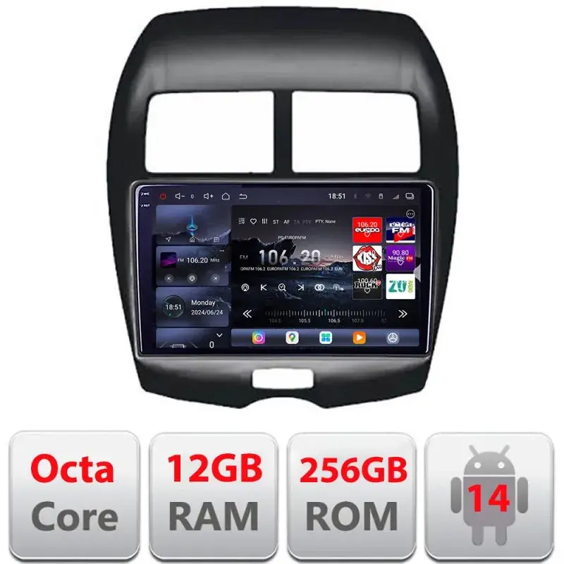 Livrare expres Navigatie Mistubishi ASX 2010-2017 Edotec Kit-026 8 core QLED 2K 12+256GB 360 Android Waze USB Navigatie Internet Youtube Radio