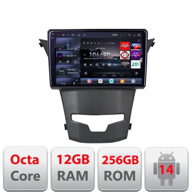 Ofertă de sezon Navigatie Ssangyong Korando 2014-2019 Edotec Kit-1159 8 core QLED 2K 12+256GB 360 Android Waze USB Navigatie Internet Youtube Radio