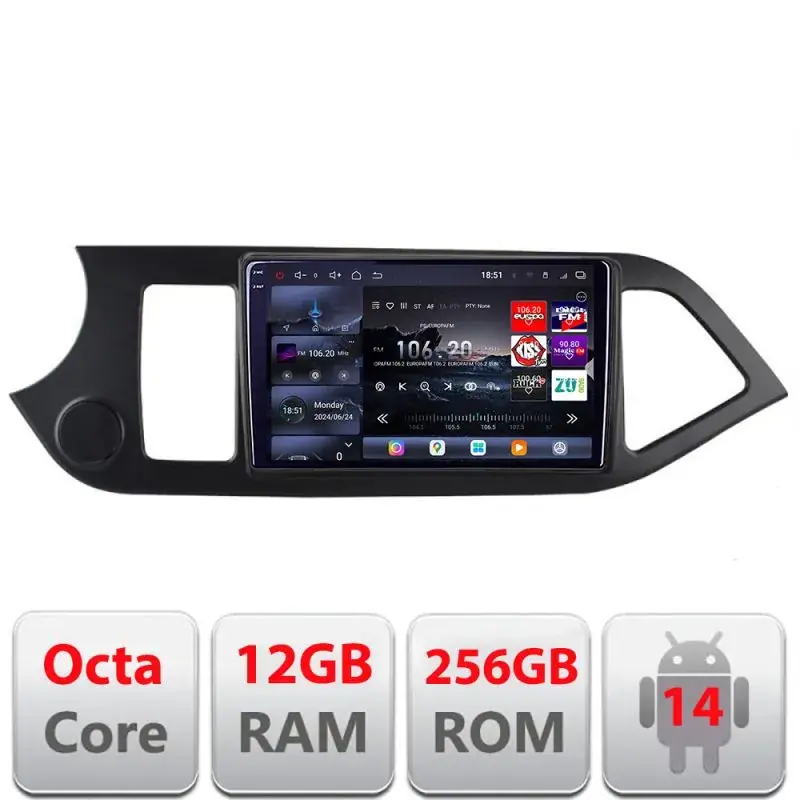Ofertă de sezon Navigatie Kia Picanto 2011-2015 Edotec Kit-217 8 core QLED 2K 12+256GB 360 Android Waze USB Navigatie Internet Youtube Radio