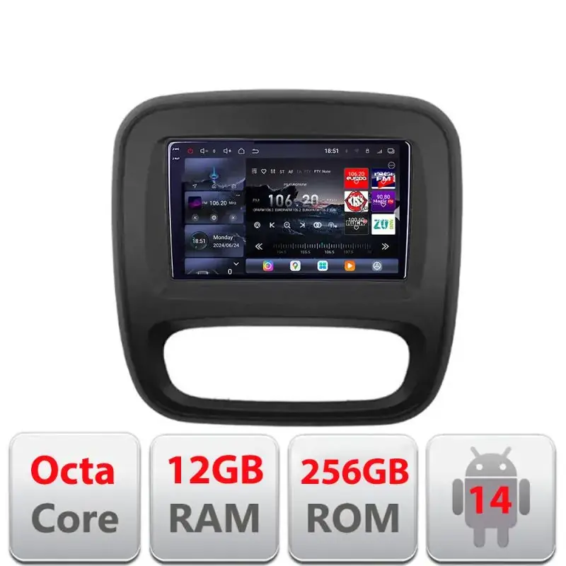 Vezi acum Navigatie Renault Trafic 2014-2017 Edotec Kit-rt09 8 core QLED 2K 12+256GB 360 Android Waze USB Navigatie Internet Youtube Radio v2