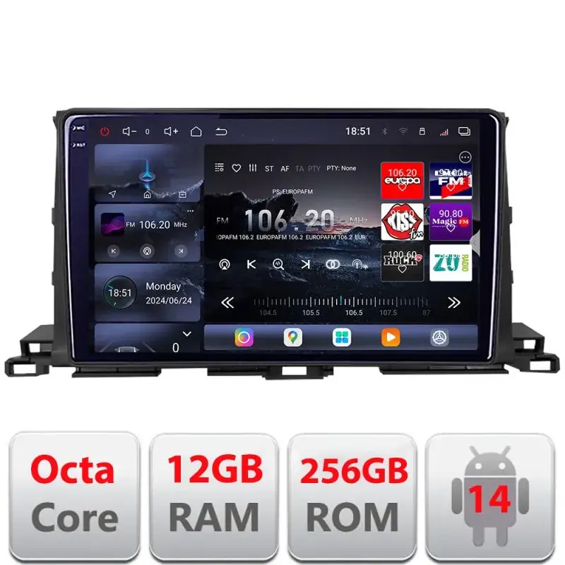 Vezi acum Navigatie Toyota Highlander 2013-2018 Android radio gps internet 8 core QLED 2K 12+256GB 360 Edotec