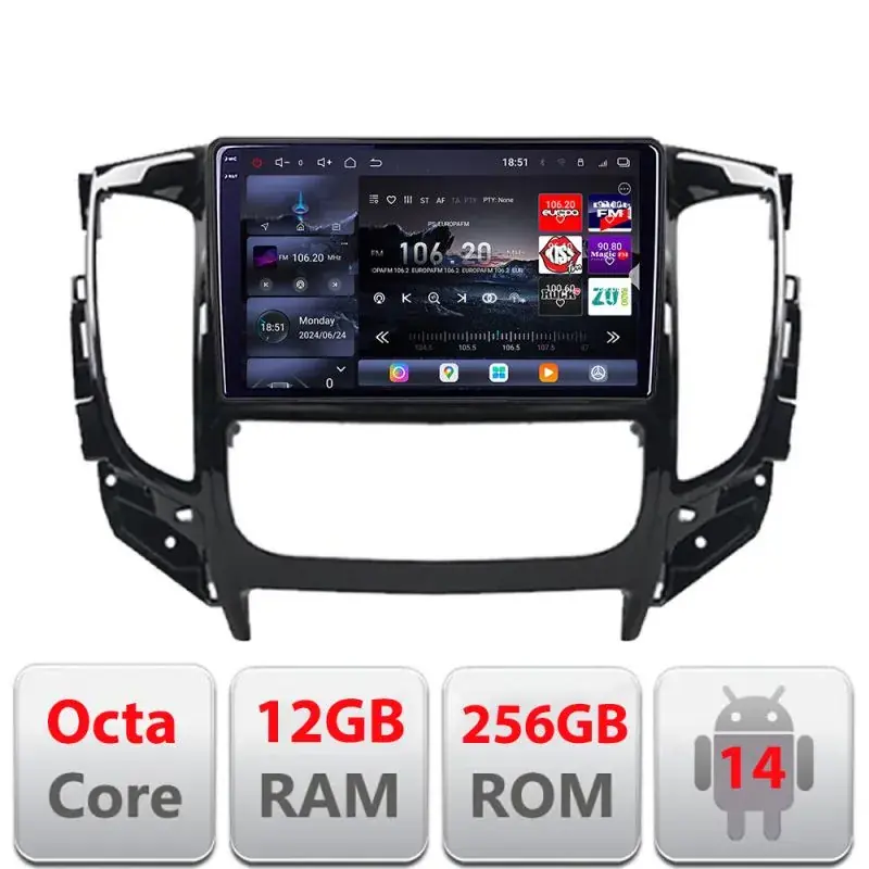 Ultima șansă Navigatie Mitsubishi L200 2014-2020 Edotec Kit-1094 8 core QLED 2K 12+256GB 360 Android Waze USB Navigatie Internet Youtube Radio v1