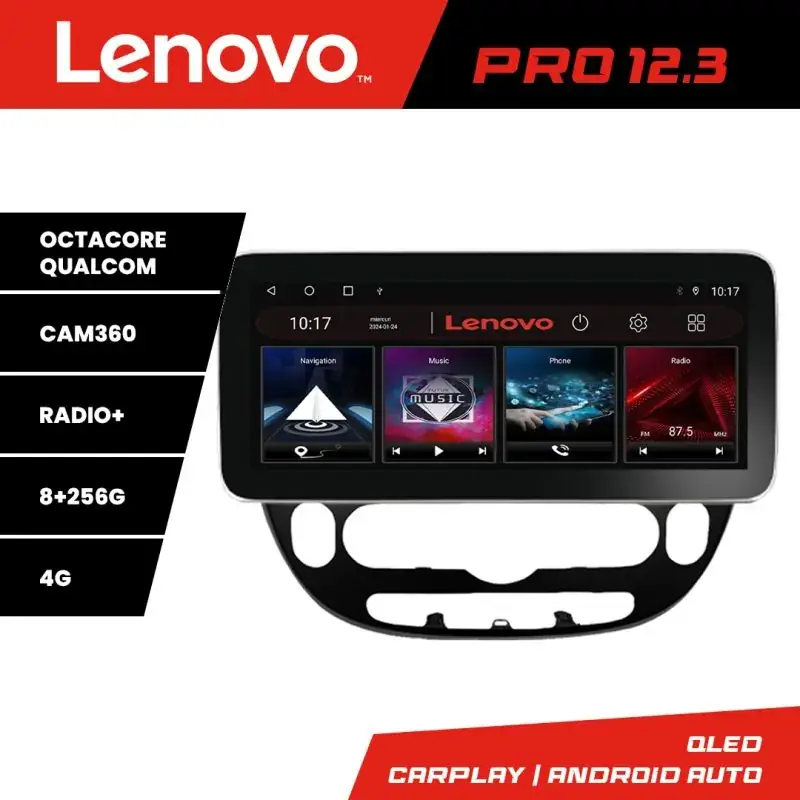 Super ofertă Navigatie Kia Soul 2014-2019 Lenovo PRO 8+256 12.3 inch qled android 4G DSP gps internet  Kit-soul-2014