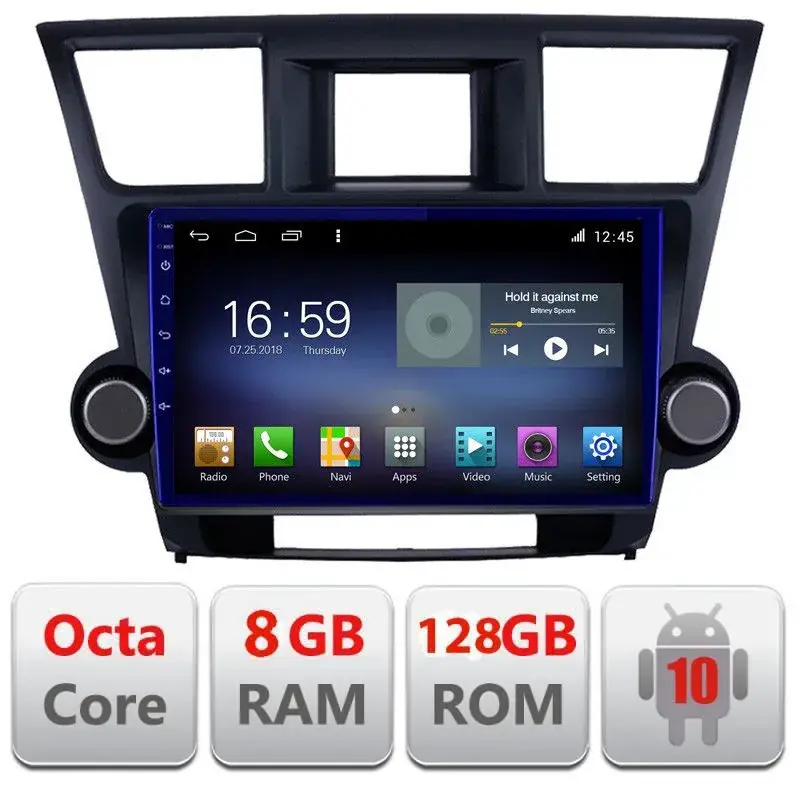 Calitate înaltă Navigatie Toyota Highlander 2007-2013 Android radio gps internet Octa Core 8+128 LTE Kit-highlander+EDT-E610