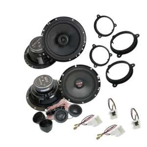 Reducere Pachet cu 2 difuzoare componente si 2 difuzoare coaxiale dedicate Dacia, cu inele si cablaj plug and play