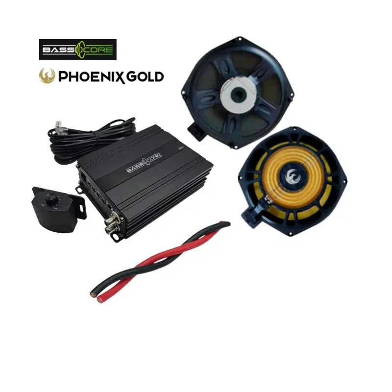 Retur gratuit Pachet 2 subwoofere Phoenix Gold dedicate pentru BMW E/F/G, cu amplificator 1 canale de la BassCore si cablu de alimentare de 5 metri.