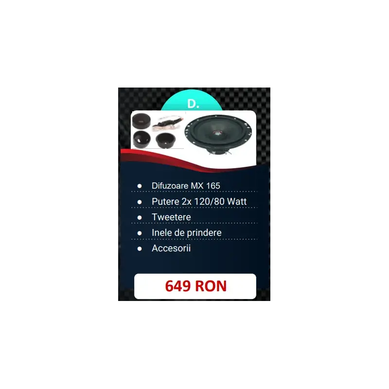 Comandă acum Pachet 2 Difuzoare Audio System MX 165 EVO pentru usile din fata + Tweetere si accesorii instalare