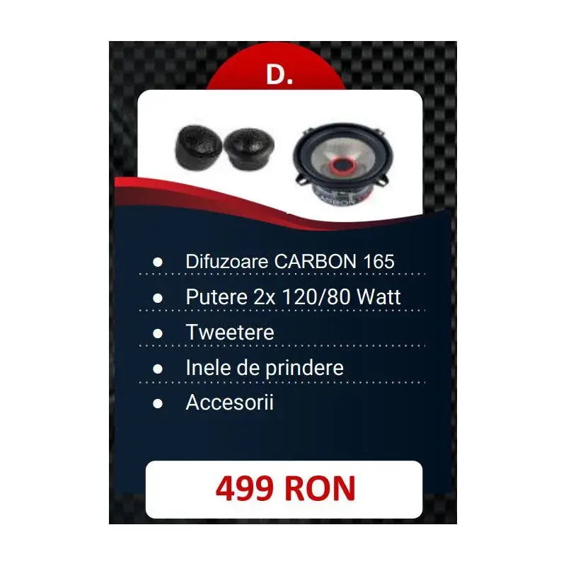 Preț redus Pachet Difuzoare Audio System Component CARBON 165 pentru usile din fata