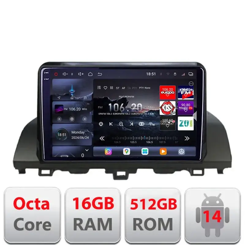Ultima șansă Navigatie Honda Accord 2019-2022 Qled 2K Octa Core 16+512 LTE 4G DSP Wifi 5Ghz android auto carplay radio gps internet Kit-+EDT-E810-2K