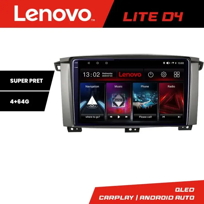 Calitate înaltă Navigatie Toyota Land Cruiser L100 2002-2006 Android radio gps internet 4+64 Lenovo