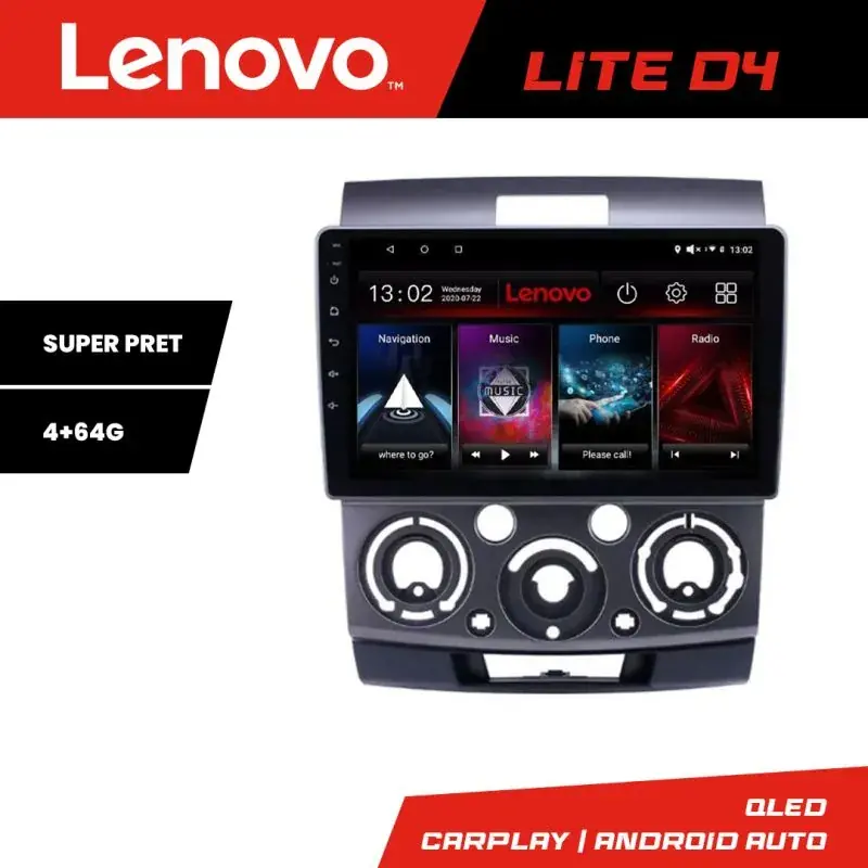 Calitate înaltă Navigatie Ford Ranger Mazda BT50 2007-2012 Lenovo Kit-RANGER 4+64 GB Android Waze USB Navigatie Internet Youtube Radio v1