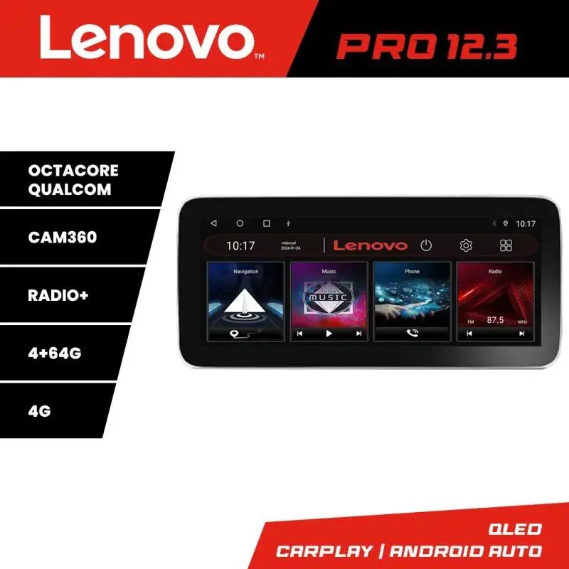 Reducere extra Navigatie Fiat Tipo 2020- Lenovo PRO 4+64 12.3 inch qled android 4G DSP gps internet  Kit-tipo2022