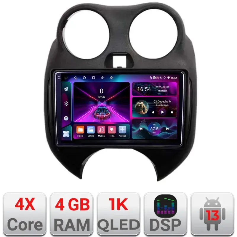 Calitate înaltă Navigatie Nissan Micra 2010-2014 Android radio gps internet 4+64 InCell Display 1K KIT-micra2010+EDT-E209-RK