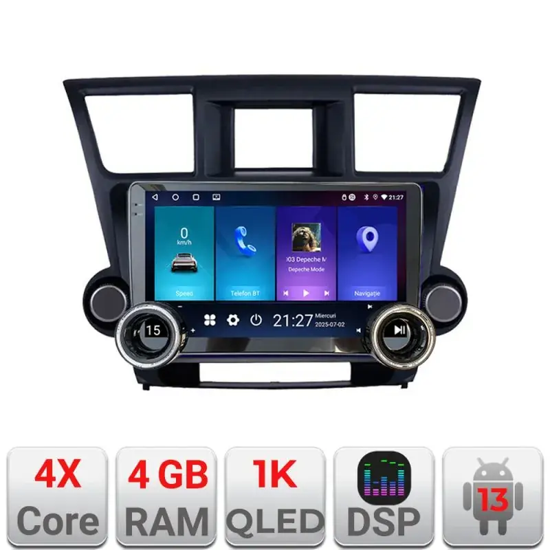 Calitate înaltă Navigatie Toyota Highlander 2007-2013 Edotec  4+64 10.5 inch Incell 1K android Wifi 5Ghz gps internet