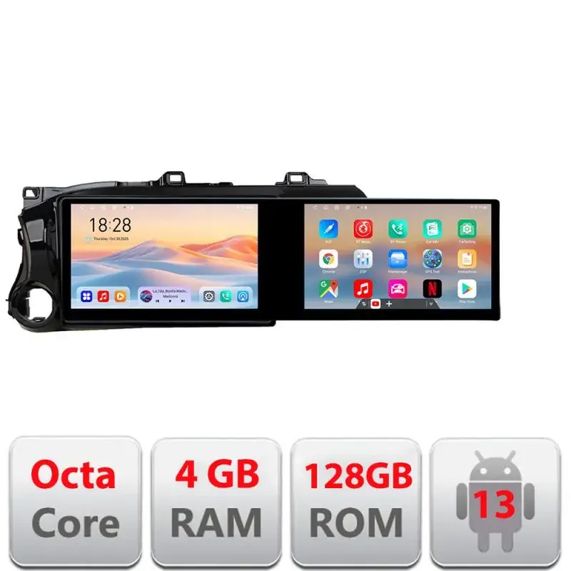 Bestseller Navigatie TOYOTA Hilux 2016- Kit-TY59 Edotec 2 ecrane  8 core 4+128 21.6 inch Incell android Wifi 5Ghz gps internet  Co