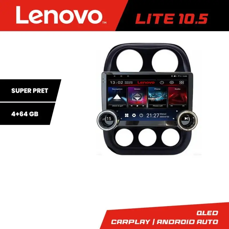 Transport gratuit Navigatie Jeep Compass 2010-2016 Manual Kit-2500 Lenovo  8 core 4+64 10.5 inch Incell 1K android Wifi 5Ghz gps internet 32