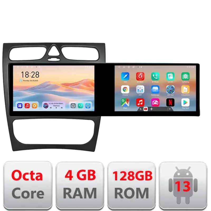 Bestseller Navigatie Mercedes CLK facelift Edotec 2 ecrane  8 core 4+128 21.6 inch Incell android Wifi 5Ghz gps internet  Kit-facelift