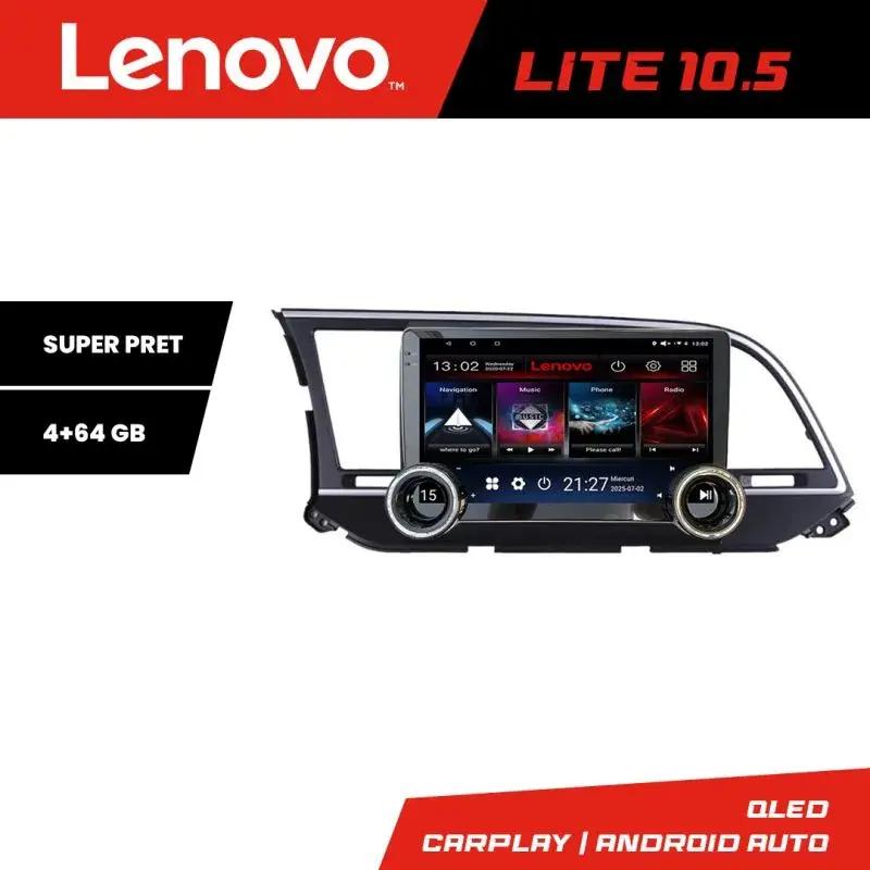 Transport gratuit Navigatie Hyundai Elantra 2015-2018 Kit-581 Lenovo  8 core 4+64 10.5 inch Incell 1K android Wifi 5Ghz gps internet  Q