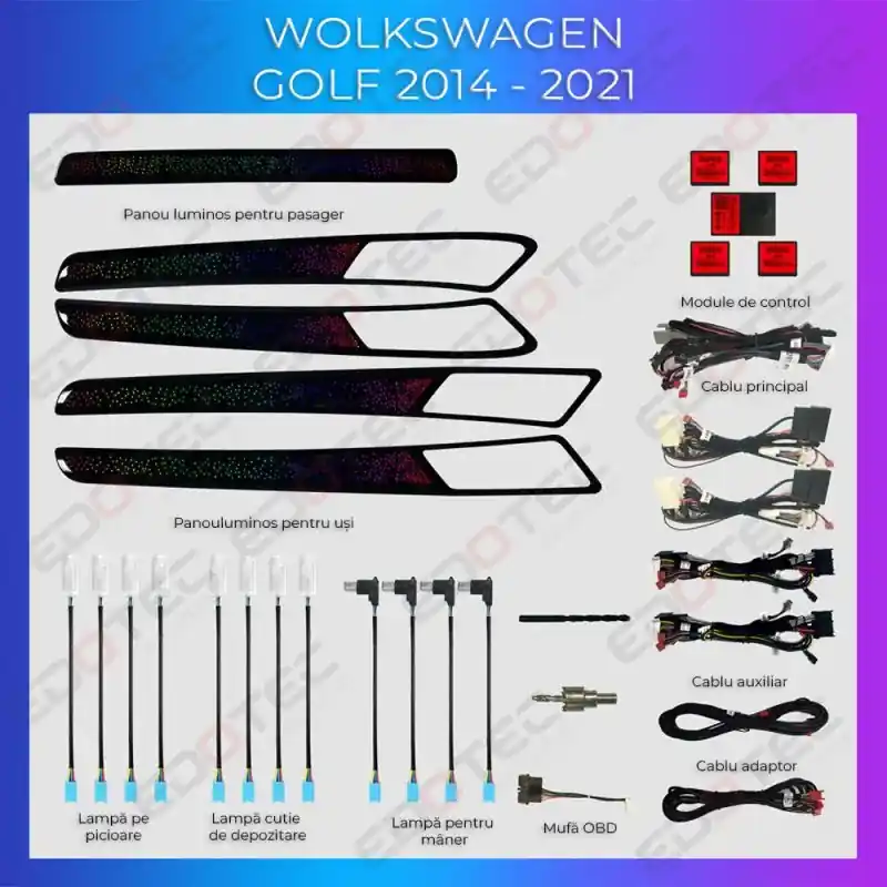 Reducere de preț Lumini ambientale VW Golf 7 dedicat trimuri control din sistemul original sau telefon