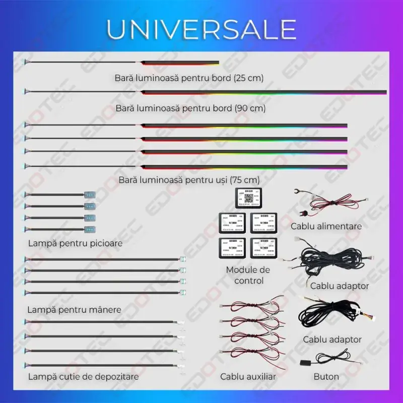 Lumini ambientale Universal set complet control telefon sau sistem original Reducere specială