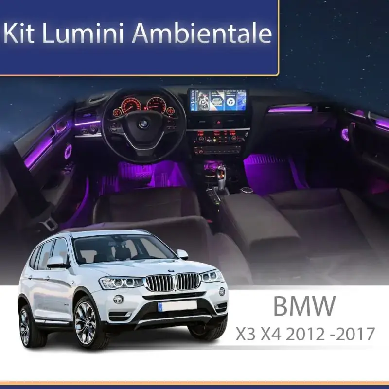 Plată securizată Lumini mbientale BMW X3 X4 (F25 F26) 2012 - 2017 model cu trimuri dedicat set complet control telefon sau sistem original